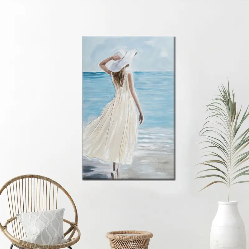 Elegant Blue & White Abstract Canvas for Lady's Room