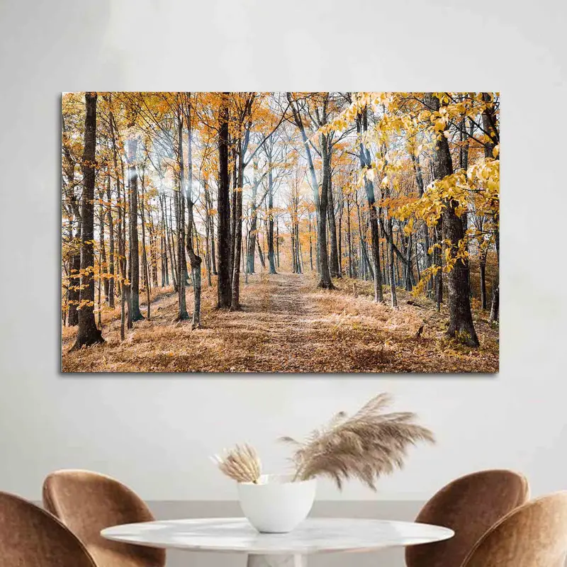 エレガントなプリントガラス：フォレストビュー紅葉デザイン