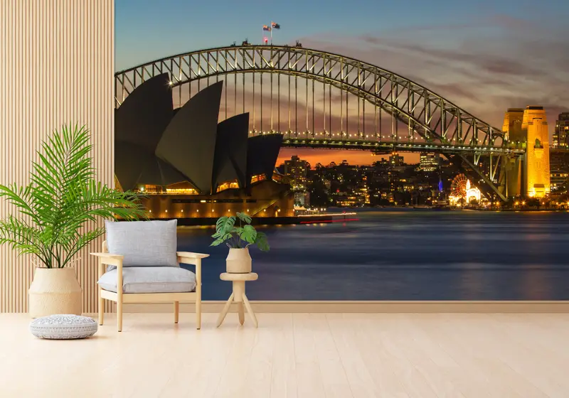 Baskılı Sidney Şehir Manzarası Duvar Kağıdı: Zarif Avustralya Manzara Dekoru
