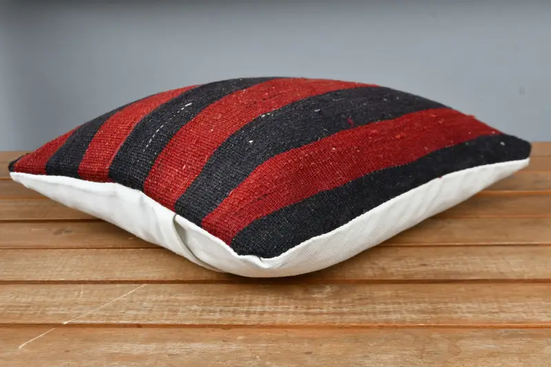 Authentic Cushion Case, Ethnical Kilim Rug Pillow, Vintage Kilim Throw Pillow, 12x12 Red Pillow Case, Handwoven Cushion Cover, Kilim Pillow, Pillow - 3