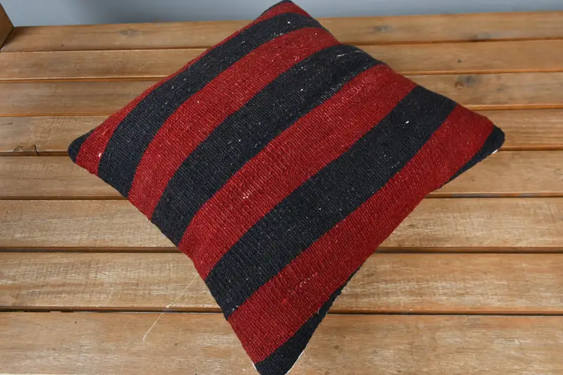 Authentic Cushion Case, Ethnical Kilim Rug Pillow, Vintage Kilim Throw Pillow, 12x12 Red Pillow Case, Handwoven Cushion Cover, Kilim Pillow, Pillow - 2