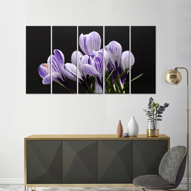 Crocus Lover Gift,Purple Canvas Art, Purple Flower, Modern Canvas Decor, Luxury Artwork, Wall Hanging Art , Home Art Decor, Canvas Art Decor - 1