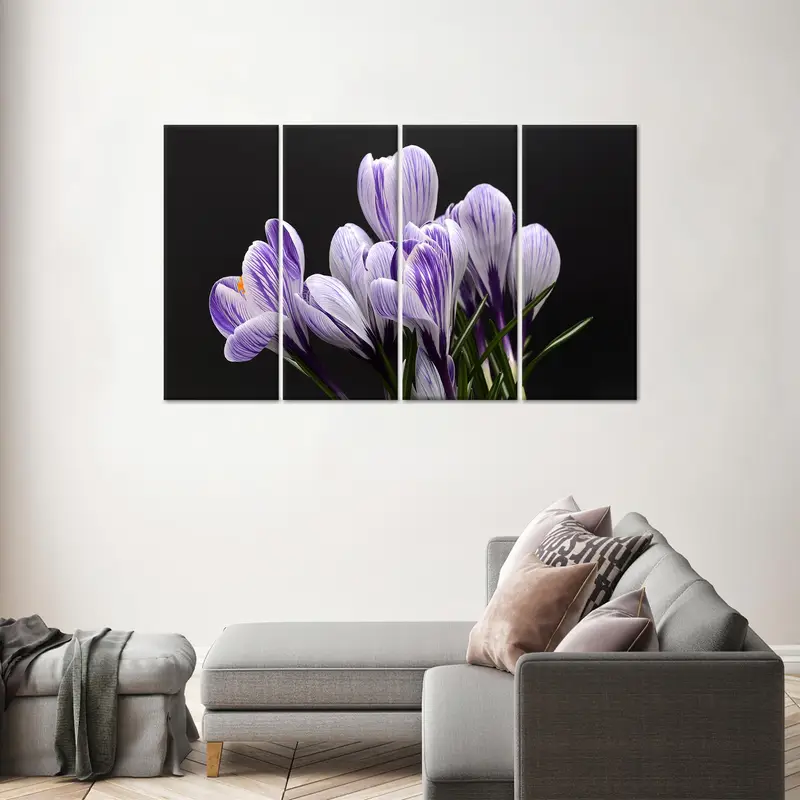Crocus Lover Gift,Purple Canvas Art, Purple Flower, Modern Canvas Decor, Luxury Artwork, Wall Hanging Art , Home Art Decor, Canvas Art Decor - 7