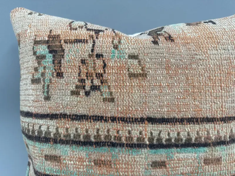 Car Cushion Cover, Kilim Cushion Sham, Turkish Pillow, Pillow, Crochet Pattern Pillow Sham, 18x18 Green Cushion Cover, Vintage Pillow - 5