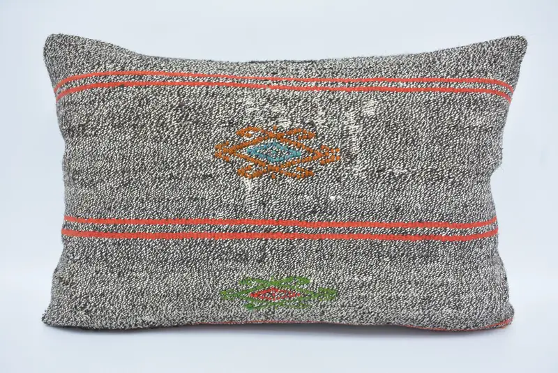 16x24 Brown Cushion Case, Vintage Kilim Pillow, Handmade Rug Seat Cushion Cover, Interior Designer Pillow, Pillow, Ethnical Kilim Rug Pillow - 1