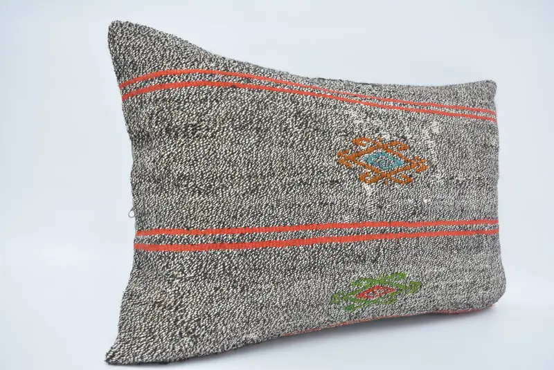 16x24 Brown Cushion Case, Vintage Kilim Pillow, Handmade Rug Seat Cushion Cover, Interior Designer Pillow, Pillow, Ethnical Kilim Rug Pillow - 3