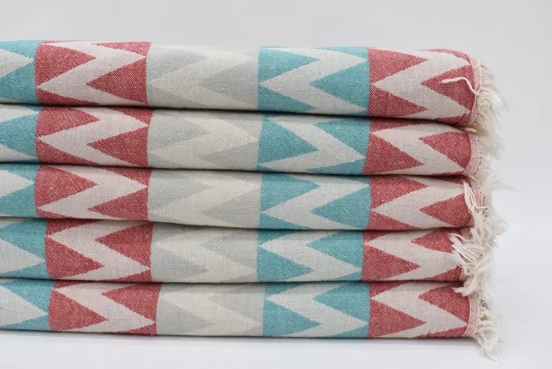 Personalized Turkish Cotton Red Boho Towel, 70x40 Inches