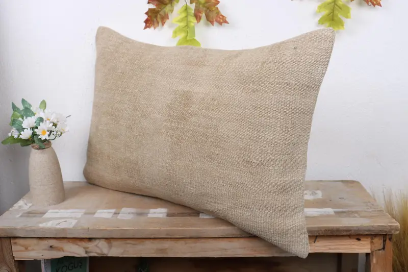 Pillow Sham, Vintage Kilim Pillow, Pillow for Couch, 16x24 Beige Pillow Cover, Bolster Throw Cushion, Pillow for Sofa - 4