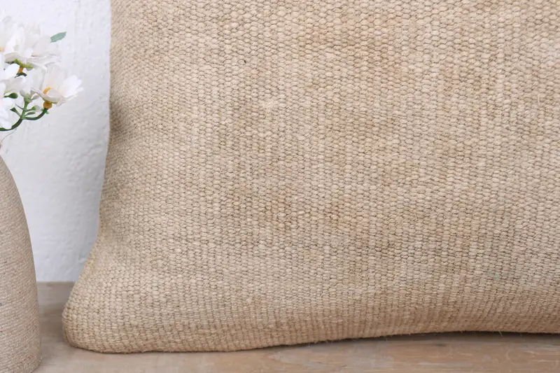 Pillow Sham, Vintage Kilim Pillow, Pillow for Couch, 16x24 Beige Pillow Cover, Bolster Throw Cushion, Pillow for Sofa - 3