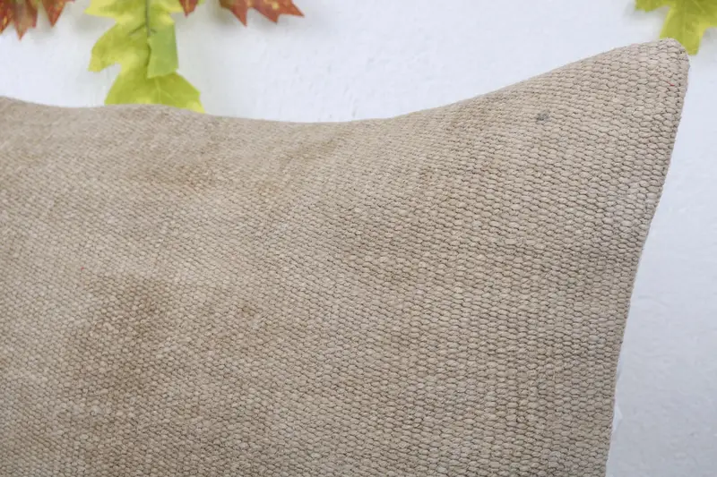 Pillow Sham, Vintage Kilim Pillow, Pillow for Couch, 16x24 Beige Pillow Cover, Bolster Throw Cushion, Pillow for Sofa - 5