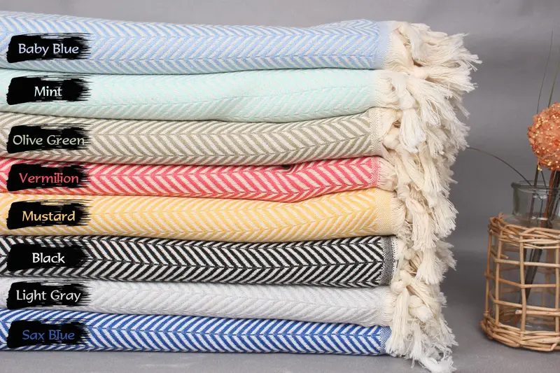Custom Shower Curtain, Woven Blanket, Organic Throw, Bridal Party Gifts, Bachelorette Party Favors, 92x76 Cotton Chevron Towel, Personalized Blanket - 3