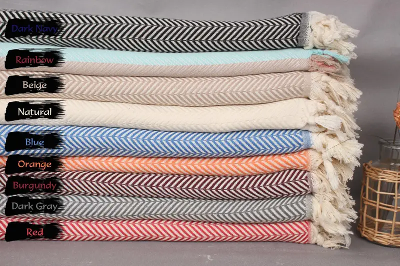 Custom Shower Curtain, Woven Blanket, Organic Throw, Bridal Party Gifts, Bachelorette Party Favors, 92x76 Cotton Chevron Towel, Personalized Blanket - 2