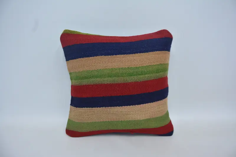Rustic Cushion Cover, Pillow for Couch, Kilim Pillow, Farmhouse Pillow Case, Pillow Case, Gift Pillow, 16x16 Red Pillow Cover - 1