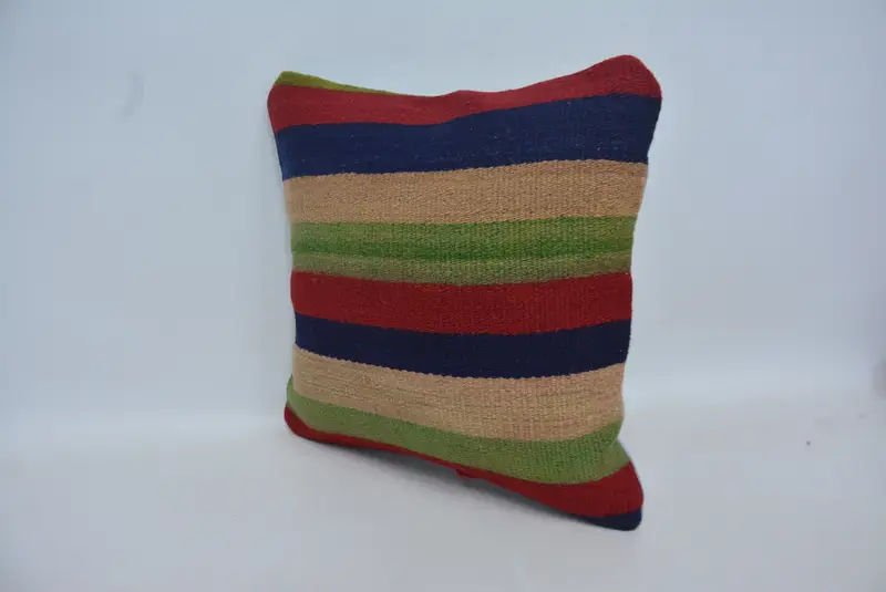 Rustic Cushion Cover, Pillow for Couch, Kilim Pillow, Farmhouse Pillow Case, Pillow Case, Gift Pillow, 16x16 Red Pillow Cover - 4