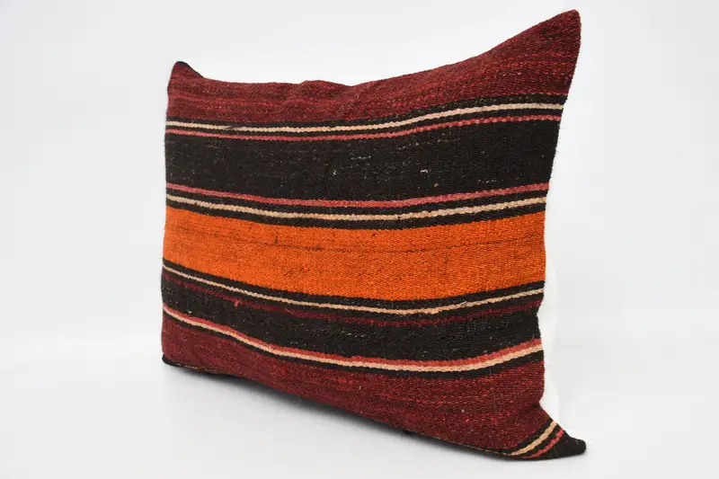 Ethnical Kilim Rug Pillow, 20x28 Orange Pillow Sham, Pillow Case, Neutral Pillow Sham, Vintage Kilim Pillow, Interior Designer Pillow - 4