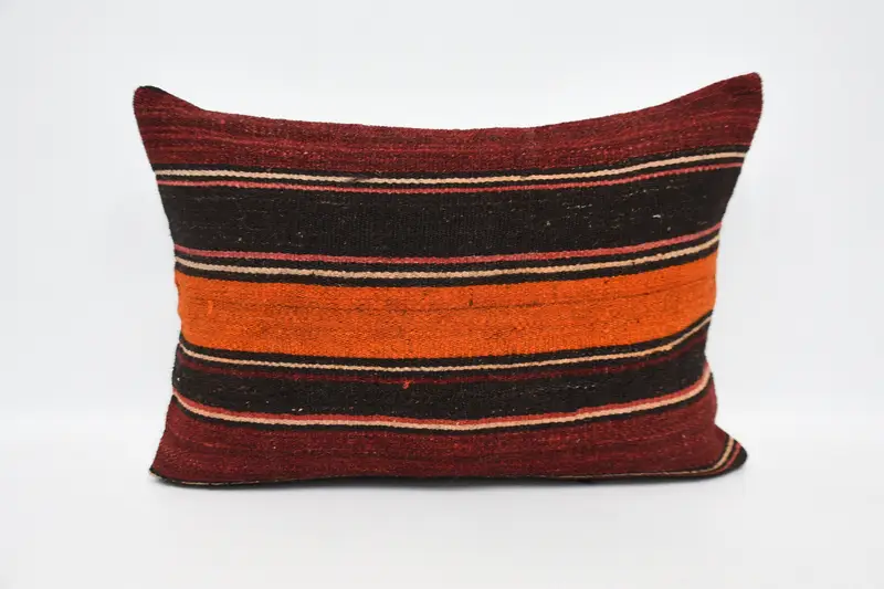 Ethnical Kilim Rug Pillow, 20x28 Orange Pillow Sham, Pillow Case, Neutral Pillow Sham, Vintage Kilim Pillow, Interior Designer Pillow - 1