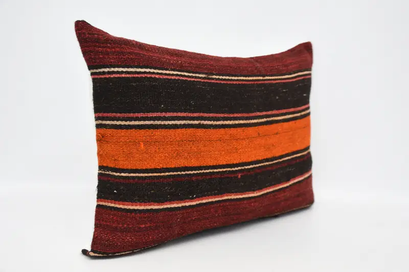 Ethnical Kilim Rug Pillow, 20x28 Orange Pillow Sham, Pillow Case, Neutral Pillow Sham, Vintage Kilim Pillow, Interior Designer Pillow - 3