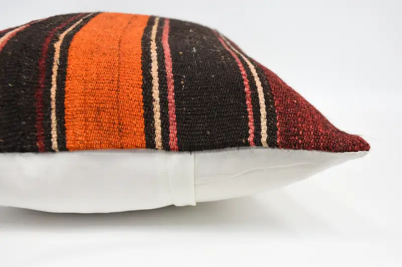 Ethnical Kilim Rug Pillow, 20x28 Orange Pillow Sham, Pillow Case, Neutral Pillow Sham, Vintage Kilim Pillow, Interior Designer Pillow - 5