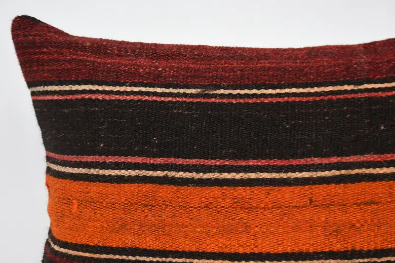 Ethnical Kilim Rug Pillow, 20x28 Orange Pillow Sham, Pillow Case, Neutral Pillow Sham, Vintage Kilim Pillow, Interior Designer Pillow - 2
