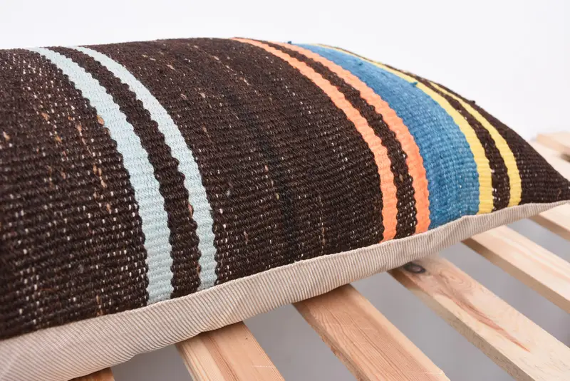 Ethnic Pillow Cover Pillow Sham, Ethnical Kilim Rug Pillow, Rustic Cushion Case, Pillow, Antique Pillows, Vintage Pillow, 12x36 Brown Cushion Cover - 7