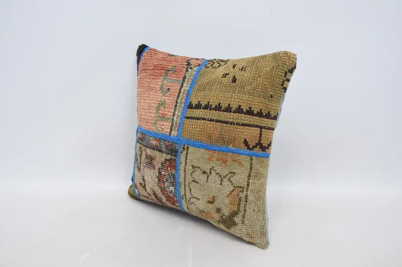 Pastel Pillow Sham, Pillow for Sofa, 16x16 Orange Cushion Cover, Gift Pillow, Vintage Kilim Throw Pillow, Cushion Cover - 4