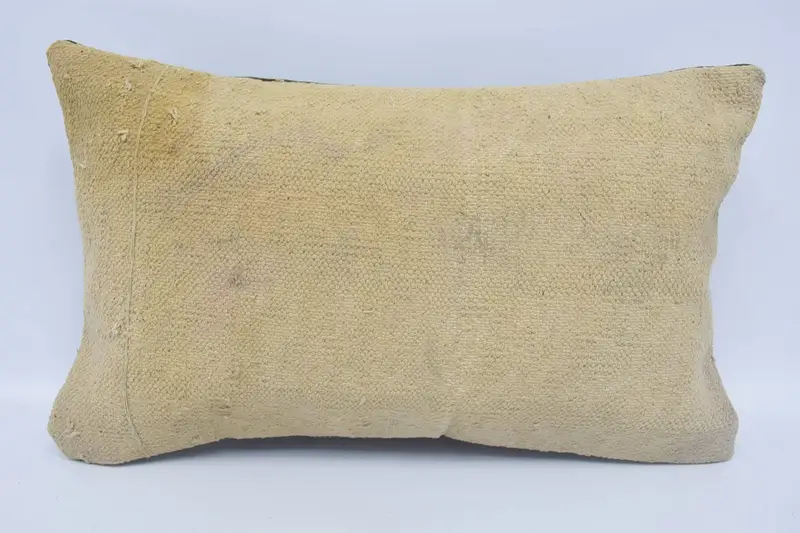 Türkisches Wollkissen, Antik 12x20 Zoll Beige Kissenbezug - 1