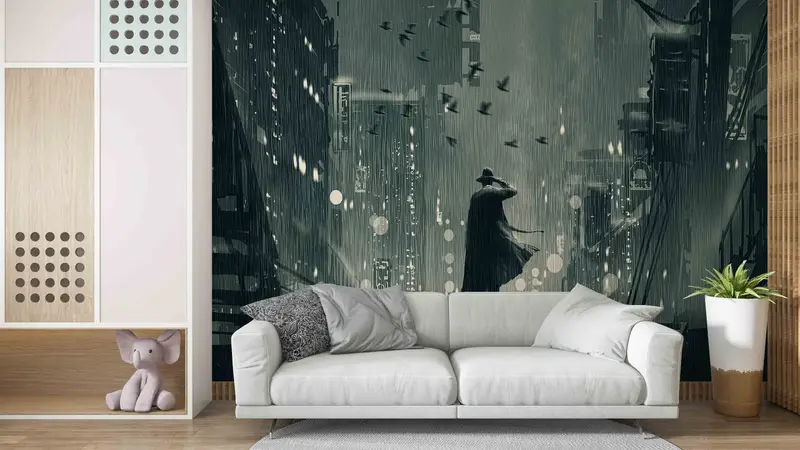 Gub Digital Paper, Next Level Escape Wall Art, Modern Mural, He Detective Holding A Gun To His Head Mural, 3D Wall Mural, - 9
