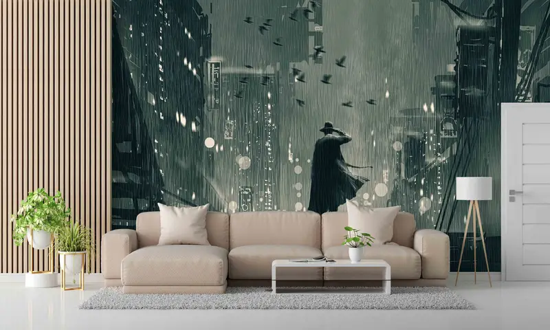 Gub Digital Paper, Next Level Escape Wall Art, Modern Mural, He Detective Holding A Gun To His Head Mural, 3D Wall Mural, - 1