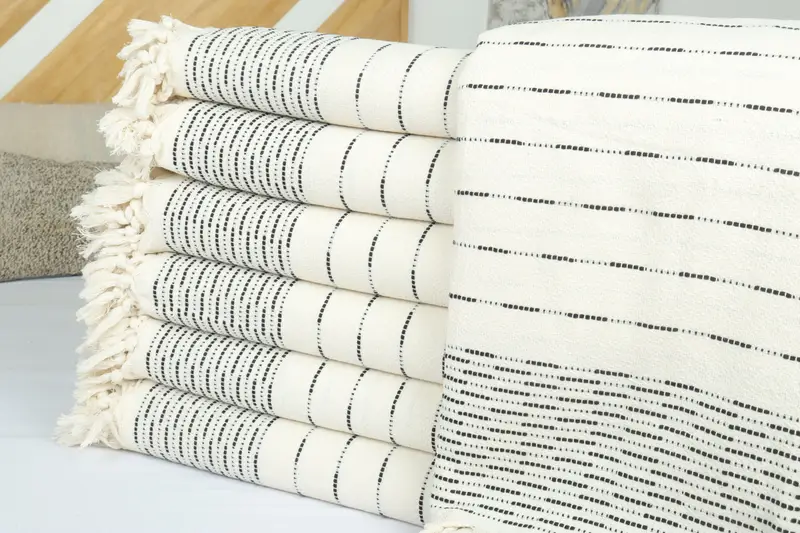 Woven Throw Blanket, Girl Trip Party Favor, Bachelorette Party Gifts Bridesmaids, Tablecloth, Throw Blanket Couch, 98x92 Cotton Striped Design Towel - 2
