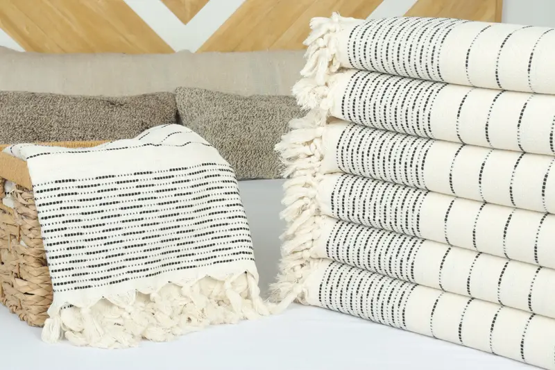 Woven Throw Blanket, Girl Trip Party Favor, Bachelorette Party Gifts Bridesmaids, Tablecloth, Throw Blanket Couch, 98x92 Cotton Striped Design Towel - 4