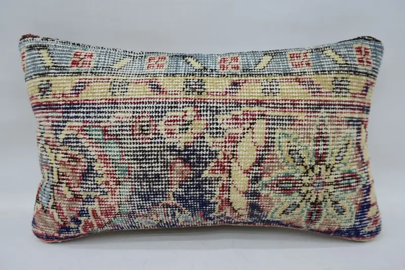 Cushion Cover, Ethnical Kilim Rug Pillow, Handmade Kilim Cushion, Kilim Cushion Sham, Oriental Cushion, Yoga Pillow Cover, 12x20 Beige Pillow - 4