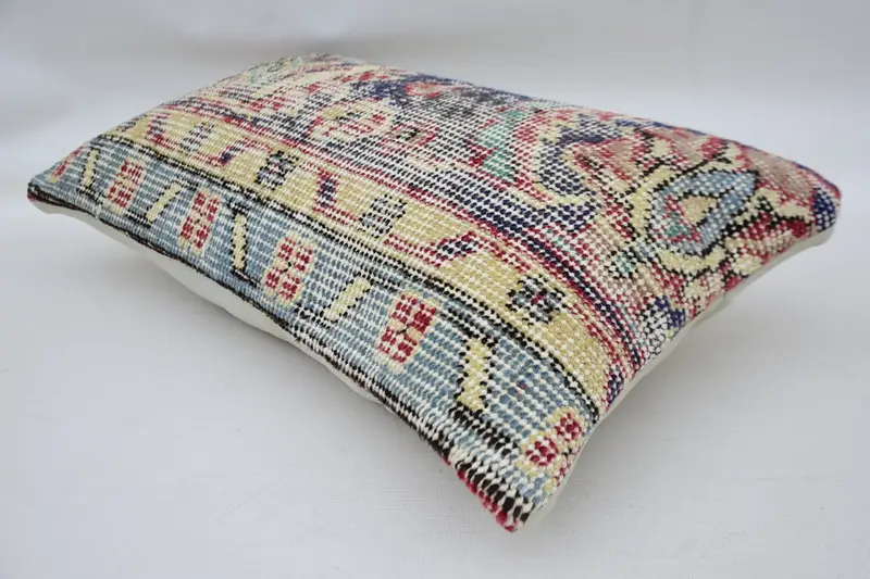 Cushion Cover, Ethnical Kilim Rug Pillow, Handmade Kilim Cushion, Kilim Cushion Sham, Oriental Cushion, Yoga Pillow Cover, 12x20 Beige Pillow - 6