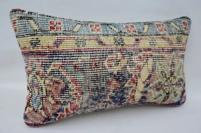 Cushion Cover, Ethnical Kilim Rug Pillow, Handmade Kilim Cushion, Kilim Cushion Sham, Oriental Cushion, Yoga Pillow Cover, 12x20 Beige Pillow - 2
