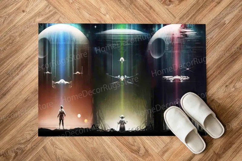 エレガントなプリントラグ: 宇宙の暖かい世界の映画デザイン