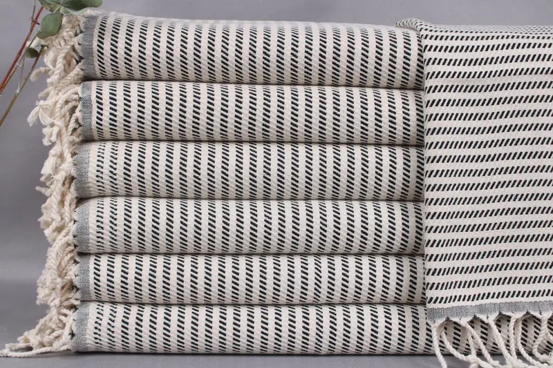 Monogram Hand Towel Cotton Black Polka Dot, Beige, 20x40 Inches