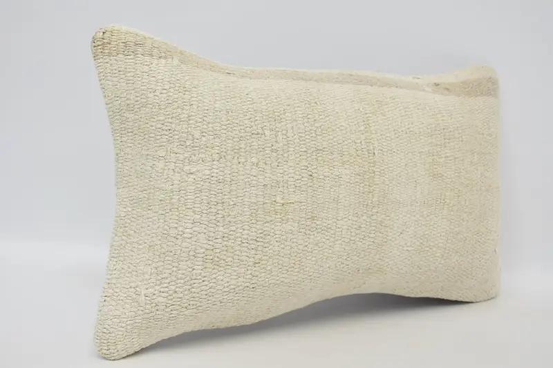 Pillow Sham, Boho Pillow, Kilim Cushion Sham, 12x20 Beige Pillow, Bolster Pillow Case, Ottoman Cushion Case, Handmade Kilim Cushion - 3