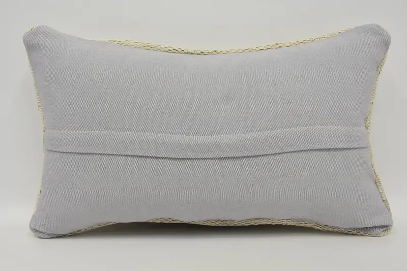 Pillow Sham, Boho Pillow, Kilim Cushion Sham, 12x20 Beige Pillow, Bolster Pillow Case, Ottoman Cushion Case, Handmade Kilim Cushion - 6