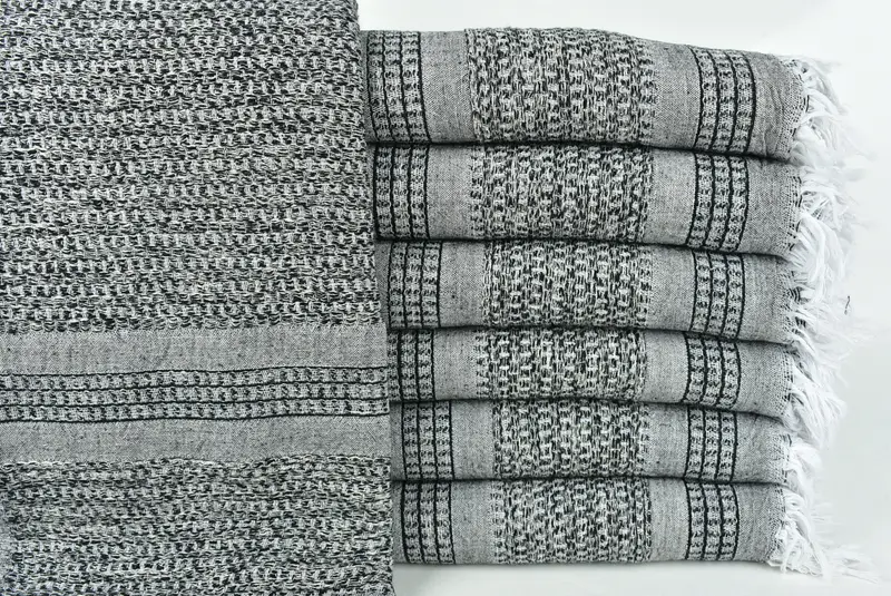 Monogramlı plaj havlu, nedime hediye havlu, tatil havlu, benzersiz hediye, monogram plaj havlu, toplu sipariş havlu, 70x36 keten çizgili havlu - 1