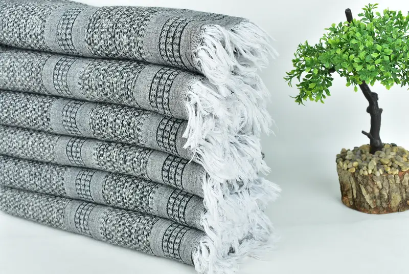 Monogramlı plaj havlu, nedime hediye havlu, tatil havlu, benzersiz hediye, monogram plaj havlu, toplu sipariş havlu, 70x36 keten çizgili havlu - 3