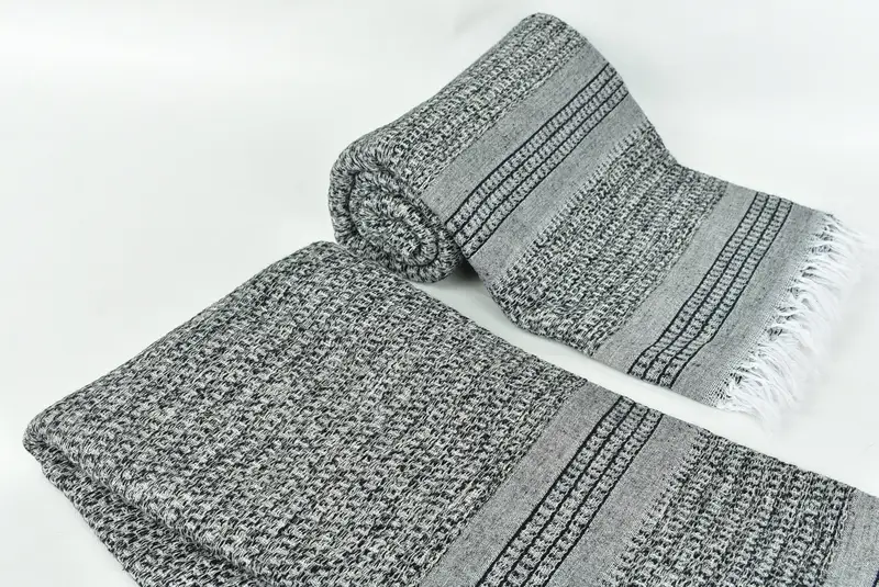 Monogramlı plaj havlu, nedime hediye havlu, tatil havlu, benzersiz hediye, monogram plaj havlu, toplu sipariş havlu, 70x36 keten çizgili havlu - 7