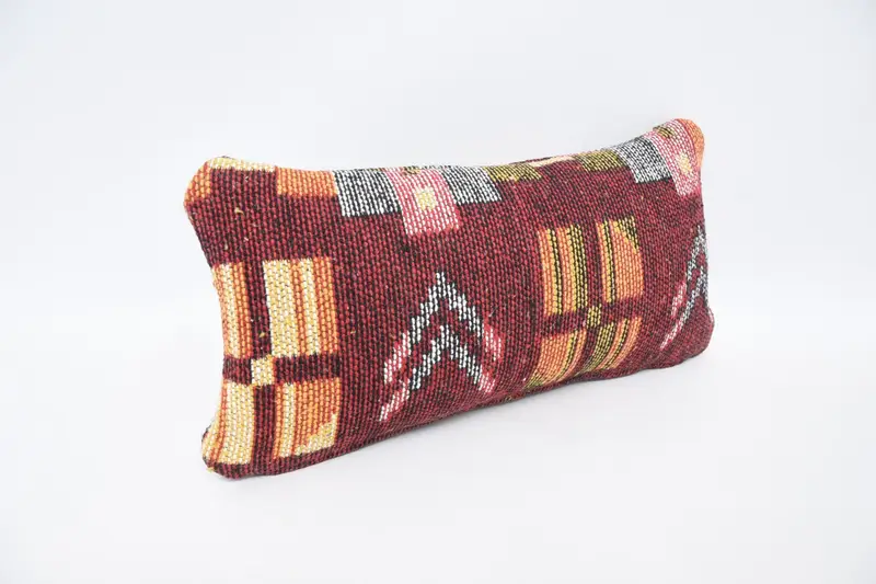 Interior Designer Pillow, 8x16 Red Pillow Cover, Handwoven Pillow Cover Pillow Sham, Pillow for Sofa, Pillow, Throw Kilim Pillow - 3