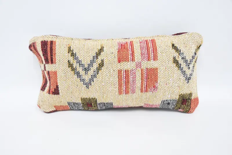 Interior Designer Pillow, 8x16 Red Pillow Cover, Handwoven Pillow Cover Pillow Sham, Pillow for Sofa, Pillow, Throw Kilim Pillow - 6