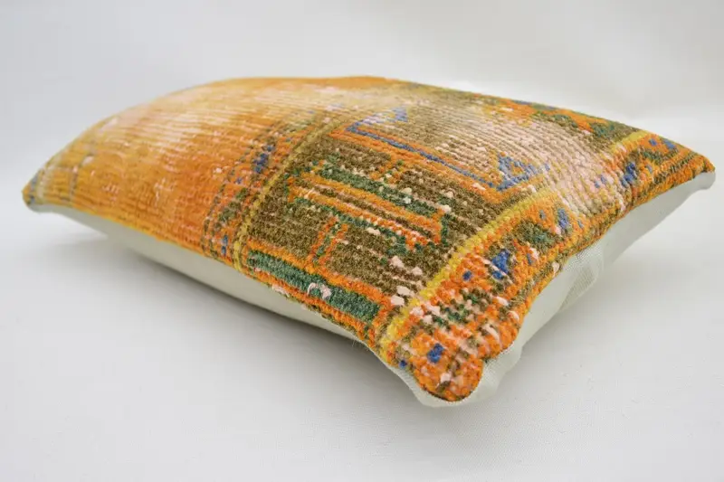 Home Decor Pillow, Art Deco Pillow Sham, Pillow for Couch, Seat Cushion, Pillow, 12x20 Orange Cushion, Boho Pillow Sham Cover, Vintage Throw Pillow - 5