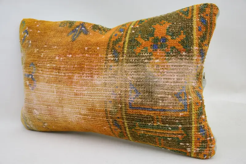 Home Decor Pillow, Art Deco Pillow Sham, Pillow for Couch, Seat Cushion, Pillow, 12x20 Orange Cushion, Boho Pillow Sham Cover, Vintage Throw Pillow - 3