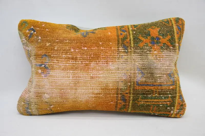 Home Decor Pillow, Art Deco Pillow Sham, Pillow for Couch, Seat Cushion, Pillow, 12x20 Orange Cushion, Boho Pillow Sham Cover, Vintage Throw Pillow - 1
