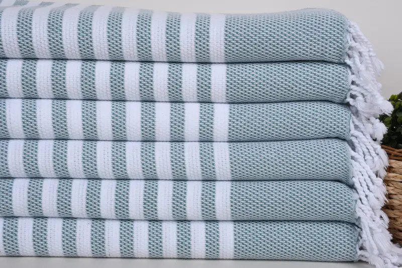 Small Bath Towels, Organic Tea Towel, Wedding Gift, Bridal Shower Favor, Kitchen Towel, Handmade Gift, 44x24 Cotton Striped Towel, Custom Name Towel - 2