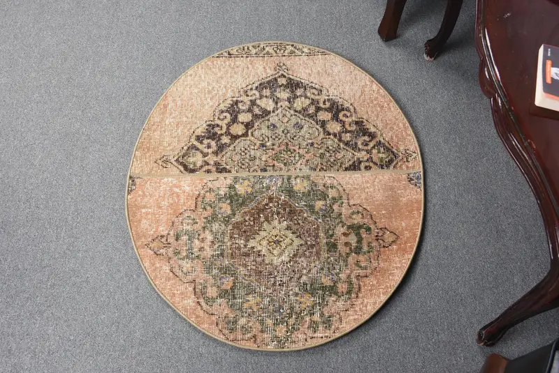 Alfombra Naranja y Verde 8x10m Diseño Floral Geométrico