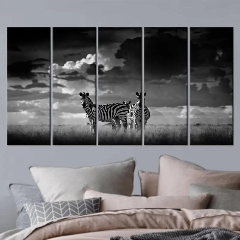 Black and White Wall Art, African Savannah Canvas Art, Zebra Couple Wall Decor, Canvas Wall Art, Animal Canvas Art, Home Decor Wall Art - 8