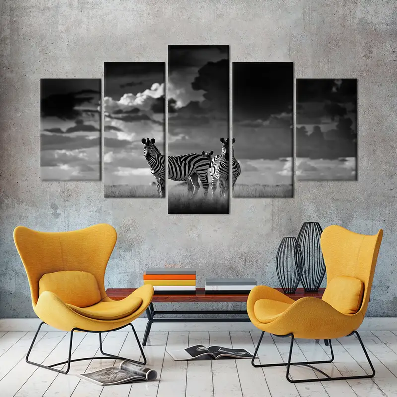 Black and White Wall Art, African Savannah Canvas Art, Zebra Couple Wall Decor, Canvas Wall Art, Animal Canvas Art, Home Decor Wall Art - 3