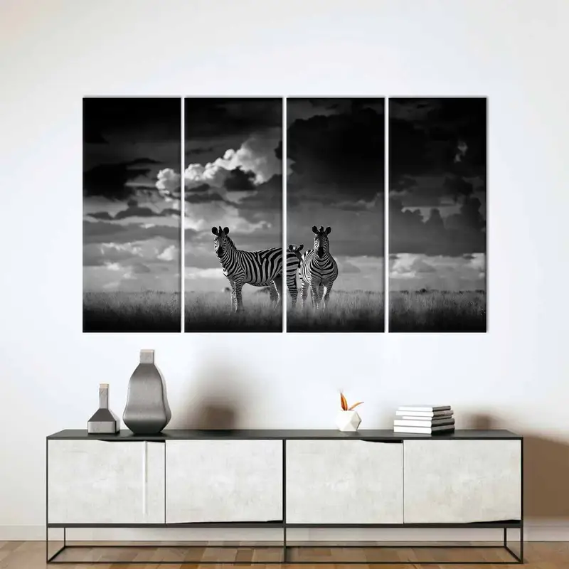 Black and White Wall Art, African Savannah Canvas Art, Zebra Couple Wall Decor, Canvas Wall Art, Animal Canvas Art, Home Decor Wall Art - 7